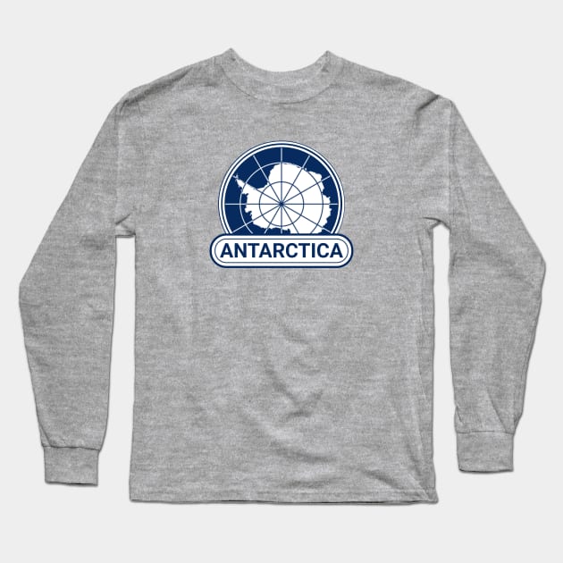 Antarctica Country Badge - Antarctica Flag Long Sleeve T-Shirt by Yesteeyear